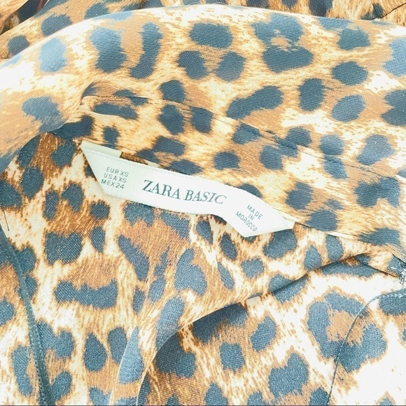 ZARA Leopard Print Button Front Mini Dress | Euro Summer Vacation Chic XS - Picture 6 of 6